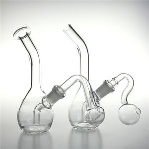 Pipa da 6 pollici in vetro con bruciatore a nafta Bong per acqua con narghilè 2 pezzi Big Bowl 14mm Femmina spessa Pyrex Mini Rigs Bong