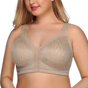 Bh kvinnor minimizer plus storlek underkläder spets bralett trådlöst bh komfort grundläggande brassiere ropa interiör femenina f full täckning 210623