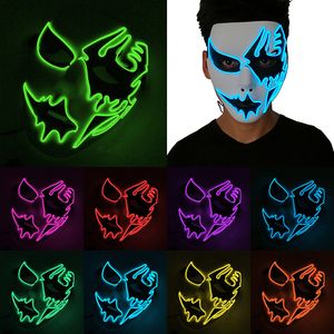 Luminous Face Mask Halloween Decorations Hand Painted LED Dancer Party Cosplay Masquerade Street Dance Rave Toy XD24819