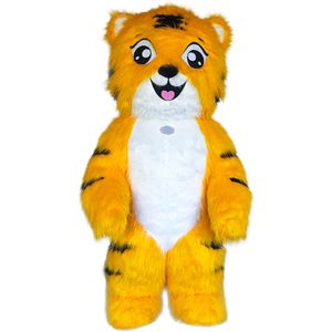 Giro peludo pelúcia tigre mascote traje fursuit família promoção halloween festa peludo vestido animal adulto