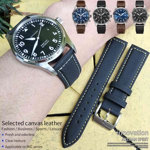 20mm 21mm 22mm Black Nylon Fabric Leather Wrist Watch Band Belt For IWC Mark LE PETIT PRINCE PILOT Spitfire watch Accessories