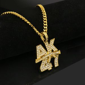 AK47 Gun Pendant Necklace For Mens New Fashion Hip Hop Jewelry Gold Cuban Link Chain Necklace