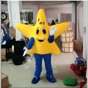 Costume della mascotte della stella gialla di Halloween Personaggio dei cartoni animati di peluche di alta qualità Personaggio a tema anime Formato adulto Carnevale di Natale Festa di compleanno Vestito operato