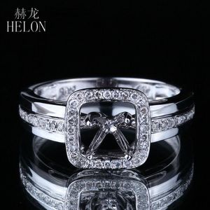Clusterringen Helon mm Ronde Solid K Wit Gouden Pave Echte natuurlijke diamanten Semi Mount Betrokkenheid Wedding Ring Vrouwen Fijne juwel