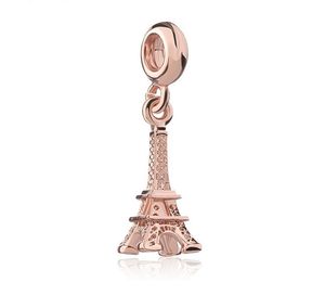 Adatto a Pandora Bracciale in argento sterling in oro rosa Gold Torre Eiffel Ciondolo perline perline per charms per il serpente europeo catena di fascino moda gioielli fai da te