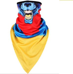 Summer Ice Silk Skull Magic Scarves Chłodzenie Dustoszczelna Neck Gaiter Warmer Outdoor Cycling Pół Twarzy Maski Trójkąt Sport Bandana Mężczyźni Kobiety Turban