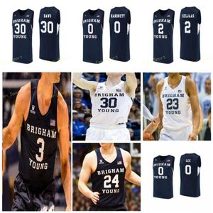 NCAA College BYU Cougars Basquete Jersey 0 Jahshire Hardnett 1 Rylan Bergersen 4 Nick Emery 21 Evan Troy 24 Mckay Cannon Custom Ed