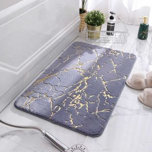 Stone Design Delicate Plush Floor Carpet Decorative Absorbent Bathroom Mat Bedroom Shower Room Hallway Anti-Slip Bath Rug 210622