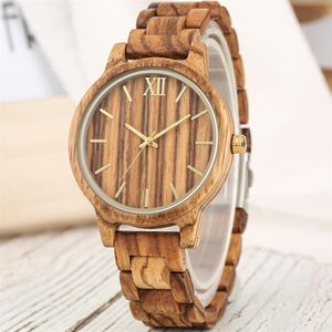 reloj femenino Stilvolle Vollholzuhr Quarz-Stundenanzeige Damenuhren Einzigartige Holzarmband-Armbanduhr Ankunft 2019