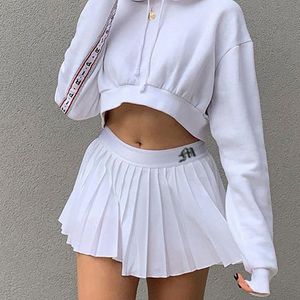 Новый Y2K лето 2021 белый высокий талию сексуальный мини-карандаш Harajuku сплошной цвет женской юбки вскользь теннис мода все-спитная одежда X0428