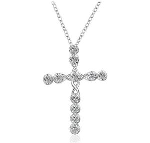 Belo design 925 Sterling Silver Swiss Cz Diamante Cruz Pingente Colar De Moda Jóias Presente De Casamento Grátis