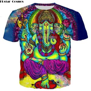 PLSTAR COSMOS T Gömlek Erkekler Kadın 3D Baskılı Renkli Trippy Yaz Üst Moda Giysileri Hip Hop Baskılı Elepha Psychedelic Tees 210409