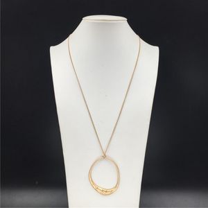 Pendant Necklaces Boho Gold Or Silver Color Hammered Effect Big Irregular Circle Long Necklace For Women Girl Elegant Casual Sweater Party