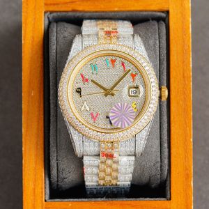 Orologio da uomo con diamanti pieni Orologi meccanici automatici da uomo 41mm Orologio da polso da lavoro Bracciale classico da donna Orologi da polso Montre De Luxe