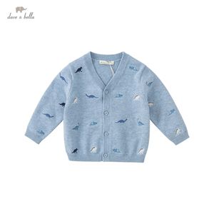 DB19008 dave bella autumn infant baby boys fashion cartoon embroidery cardigan kids toddler coat children casual knitted sweater 211106
