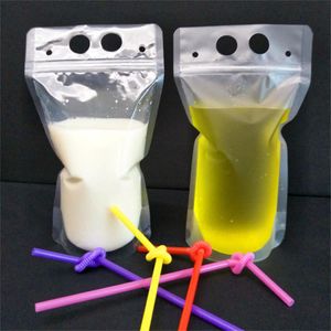 200ピースの水のボトルプラスチックドリンクの袋が付いている袋の袋が付いている袋の袋が付いていないジッパーの無毒な使い捨て飲料コンテナーパーティーXBJK2006