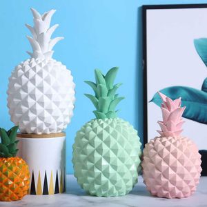 Nordic Decoration Home Fairy Garden Modern Statues ations For House Figurines Bedroom Kawaii Sculpt Pineapple 210804