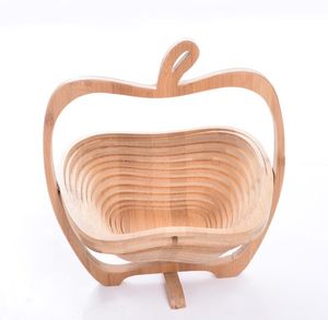 Wooden Vegetable Basket With Handle Apple Shape Fruit Baskets Foldable Eco Friendly Skep Fashion Top Quality SN2522