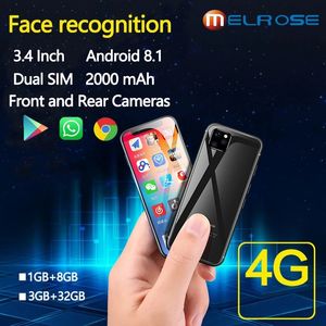 Entsperrte Melrose 4G LTE-Handys, kleinstes GPS-WIFI-Smartphone, Google Play, 3,4 Zoll, 32 GB, Android 8.1, Face ID, kleines Mini-Studentenhandy