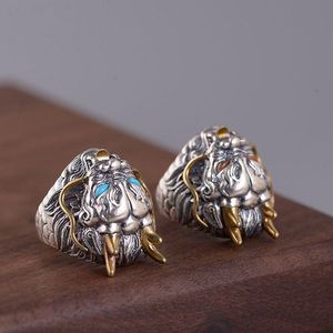 Wholesale vintage red turquoise ring resale online - Cluster Rings Vintage Real Sterling Silver With Red Turquoise Stone Dragon Ring Adjustable Ethnic Thai Jewelry For Men