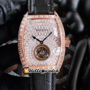 TWF V2 Upgrade Grand Cintree Curvex Orologi Tourbillon Gypsophila 8880 Orologio automatico da uomo in oro rosa con diamanti grandi in pelle nera HWFM Hello_watch