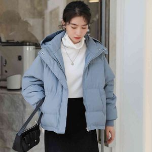 Parkas thickening Coat Winter Long Sleeve zipper Thickened Casual Warm Hooded Cotton Bread Women 859J 210420