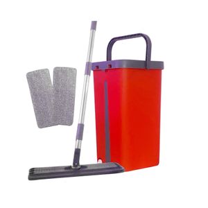 Wholesale Hand Free Flat Floor Mop And Bucket Set, 360 ° Rotary Wet, Dry Tool With 2 Washable & Reusable Microfiber Mops