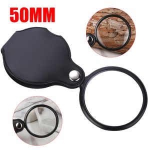 8X 50mm Foldable PU Material Reading Microscope Mini Magnifiers Portable Jewelry Loupe Magnifying Glass Lens Pocket Magnifier