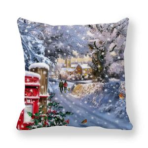 クッション/装飾的な枕水彩赤のクリスマスケース家の装飾投げカバーメリーツリーサンタディアクッション
