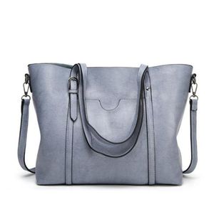 HBP Womens 지갑 핸드백 오일 왁스 가죽 대용량 토트 백 캐주얼 여성 어깨 가방 하늘색 색상