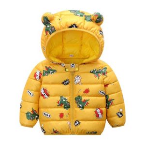 LZH Autumn Toddler Baby Girls Jacket For Boys Dinosaur Print Outerwear Coats Winter Kids Hooded Boys Jacket Children Clothes H0909
