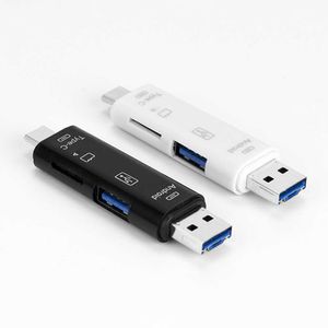 5 i 1 USB3.1 Kortläsare Portabel USB-typ-C 3.1 Micro USB Extern Micro Minneskort SD-kortläsare TF Micro SD OTG-adapter