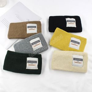 Korean Letter Print Patch Headband Hairbands For Women Girls Solid Wild Wool Sport Knit Wide-brimmed Hair Band Hair Accessories