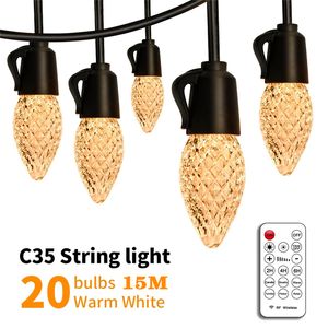 LED Stringi Światła 15 M 20 Żarówki LED Lampa Wakacyjna IP66 Wodoodporna Boże Narodzenie Światła Odkryty Oświetlenie Wedding Dekoracja Ślubna