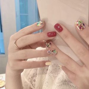 Nagel gel korte vierkante vals nagels stks stick op jelly nep stuk volledige dekking glanzende manicure voor salon kunst DIY