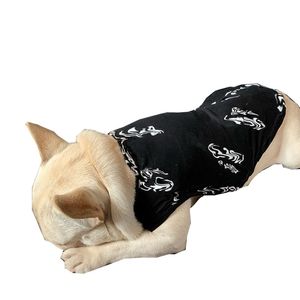 Black Pet Colete T Shirt Letra Impresso Filhote De Cachorro Camisolas De Cão Fato Peltdy Corgi Pug Dogs Roupa