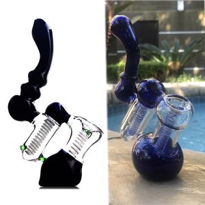 Glass Bubbler Smoke Pipe Two Perc Bubbler Hand Pipe Smoking Tobacco Pipe Accessory Waterpipe Dab