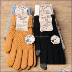 Fingerless Hats, Scarves & Fashion Aessories Women Men Warm Winter Touch Screen Gloves Stretch Knit Mittens Wool Fl Finger Guantes Female Cr