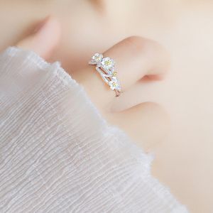 Finger Rings Designs For Girls al por mayor-S925 anillo de plata hembra minoritaria literatura y arte estilo chino diseño oro plum flor flor niñas amigo índice de regalo conjuntos de dedo srzo