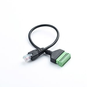 RJ45 المسمار محطة موصل كابل ذكر إلى 8 دبوس تمديد الكابلات تؤدي إلى CAT5 / 6/7 Ethernet Extender AV DVR