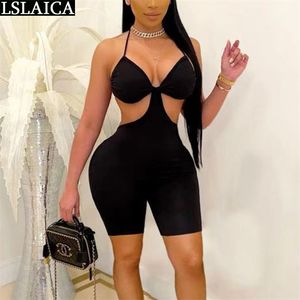 Спецодежда для женщин сплошной цвет Halter Top Whith Короткие брюки Лоскутная задняя шнуровка Ударные комбинезоны Одежда Летнее плавание 210515