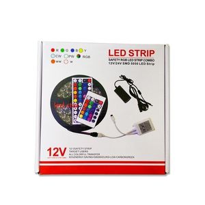 RGB LED Strips Light Kit 5M 300leds SMD 5050 12V LED Strips Haterproof   44Keys Controller   Power Provers   Wimpeisite Packaging