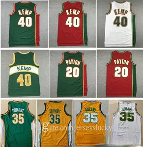 Мужская винтажная зеленая белая красная 20 Glove Gary Payton Jersey 34 Ray Allen 40 Reign Man Shawn Kemp 11 Detlef Schrempf All Ed