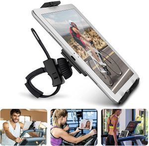 Cycling Bike iPad/iPhone Holder Tablet Mount for Gym Handlebar, Portable 360° Swivel Stand for 3.5-12" Tablets/Cell Phones