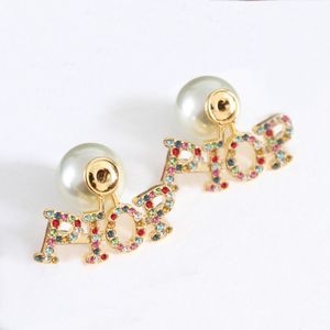 Fashion Earring Back pearl stud earrings for lady Women Party Wedding Lovers gift engagement Jewelry for Bride With BOX HB0401