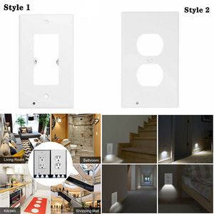 Plug Cover Sensor Lights PIR Motion Safety Lamp Stopcontact Wandplaat met LED-nachtlampje voor hal Slaapkamer Badkamer Gangpad Balkon Sfeerlampen