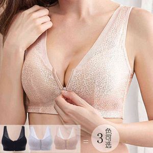 Reggiseno sportivo con cerniera frontale Singolo strato Fitness di grandi dimensioni Corsa antiurto Raccolta Biancheria intima sportiva traspirante Donna 211117