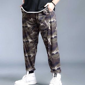 Male Sports Pants Ice Silk Camouflage Trousers Small Feet Thin Big Guy Long Pants Oversized XL-7XL X0621