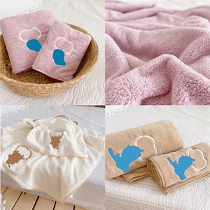 Cute Letters Cartoon Pattern Towel 2 Piece Sets Soft Pure Cotton Face Bath Towels Absorbent For Child Adult