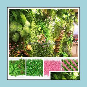 Garden Decorations Patio 31 Styles Turf Eco-Friendly Lawn Colorf Artificial Plat Wall Delicate Plastic Grass For Wedding Garden Drop
